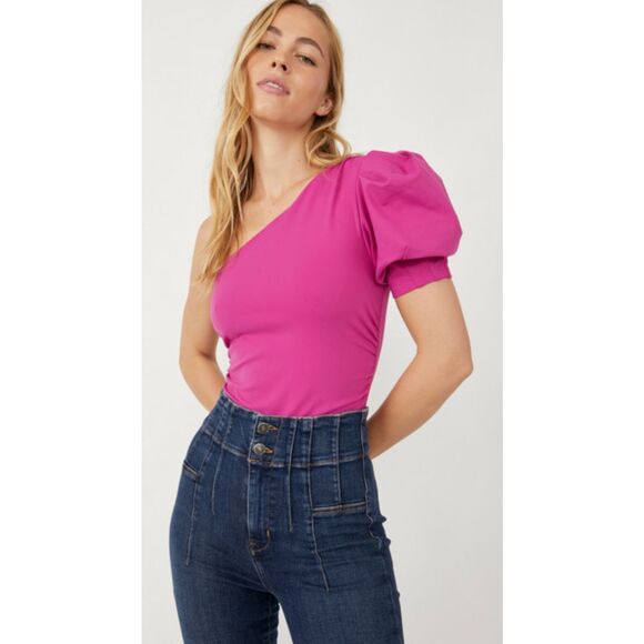 NWT Free People | Somethin Bout You Bodysuit in Bright Pink , Large $70 A2 - Picture 1 of 7